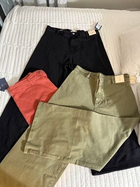 Universal Thread Olive Green Burnt Orange and Washed black Sailor Wide Leg JeanS